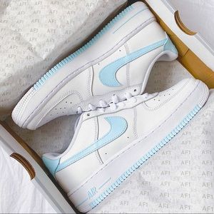 Nike custom Air Force 1 Light Blue Sneakers